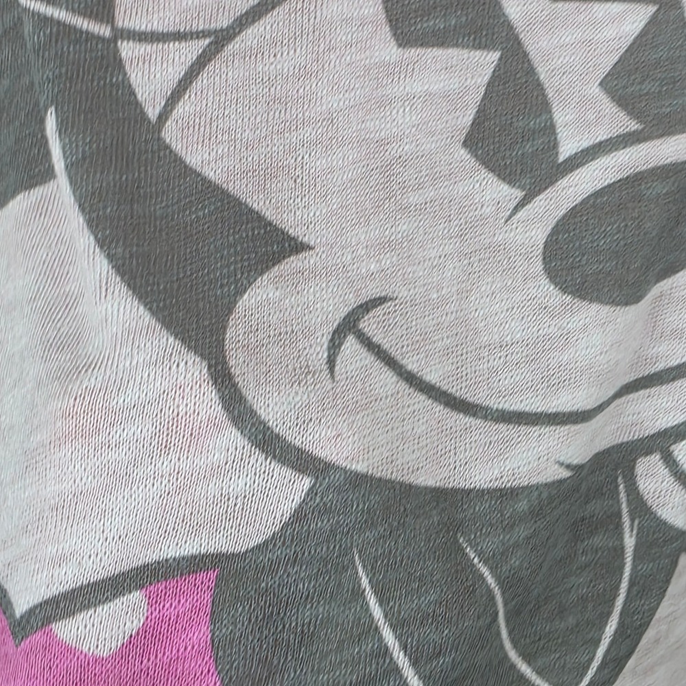 Disney Parks Minnie Mouse Pink Eyelash Fringe Long Sleeve Graphic Top XL sheer - Picture 2 of 8
